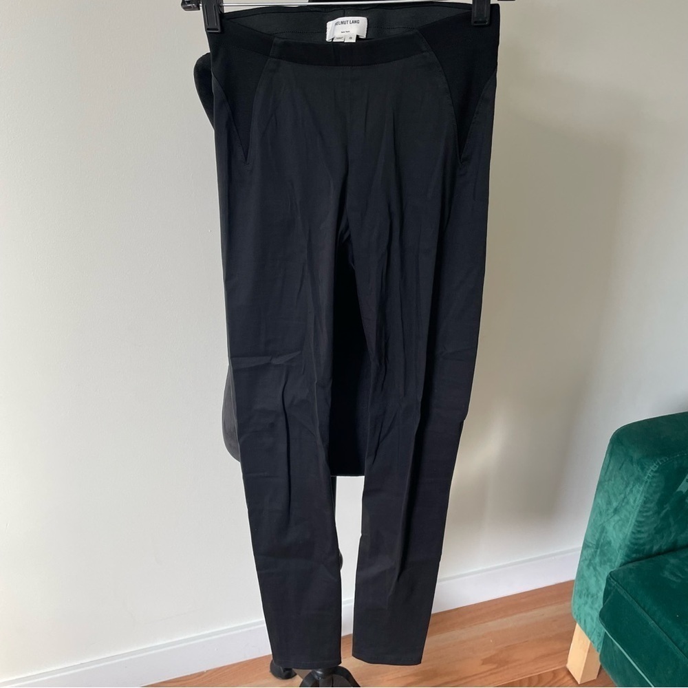 Helmut Lang Sheath Stretch Black Jersey Knit Panel Legging Pull On Pants EUC S